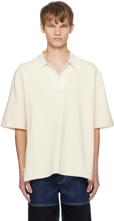 Sunnei Fine-knit Cotton Polo Shirt In Nude & Neutrals