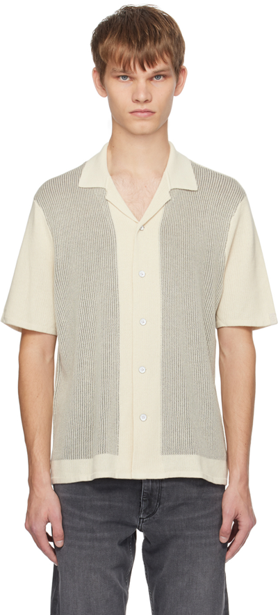 Rag & Bone Harvey Short Sleeve Knit Button-up Camp Shirt In Ivory