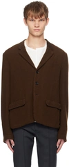 Undercover Single-breasted Button Lapel Jacket In Dark Brown