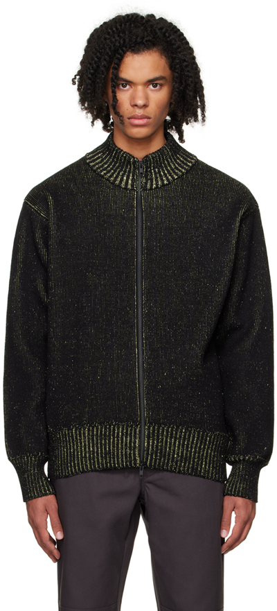 Gr10k Aimless Compact Knit Full Zipped Jumper In Black