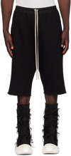 RICK OWENS DRKSHDW BLACK DRAWSTRING SHORTS