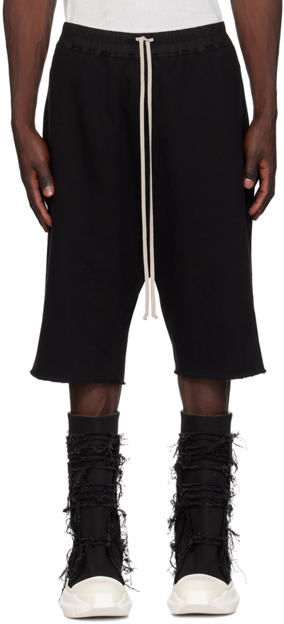 Rick Owens Drkshdw Black Drawstring Shorts In 09 Black