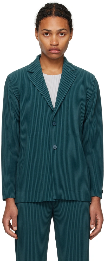 Issey Miyake Green Tailored Pleats 2 Blazer In 74-deep Marine Blue