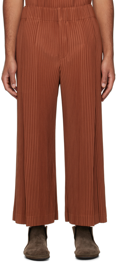 Issey Miyake Orange Monthly Color October Trousers In 46-ginger Brown