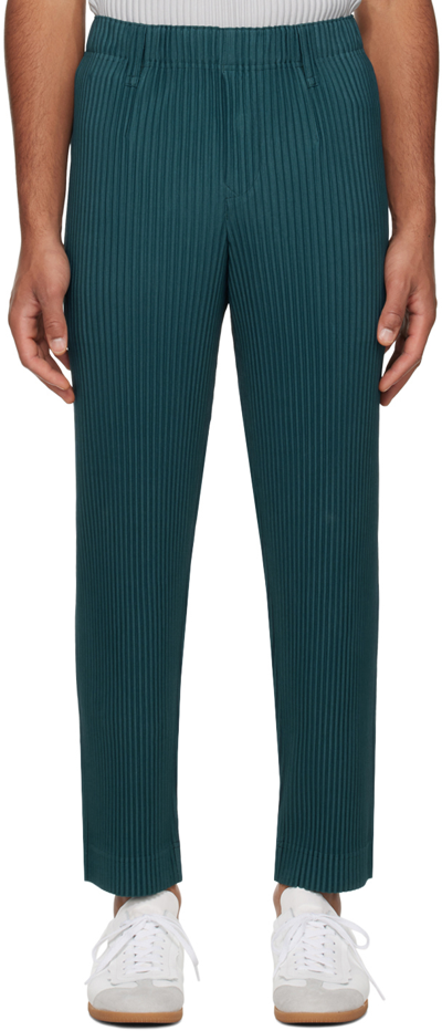 Issey Miyake Green Tailored Pleats 2 Trousers In 74-deep Marine Blue