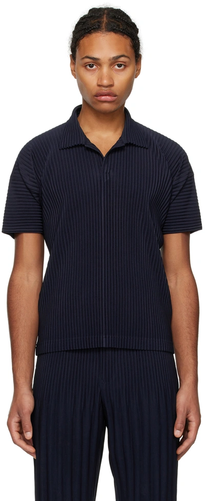 Issey Miyake Navy Basics Polo In 75-navy