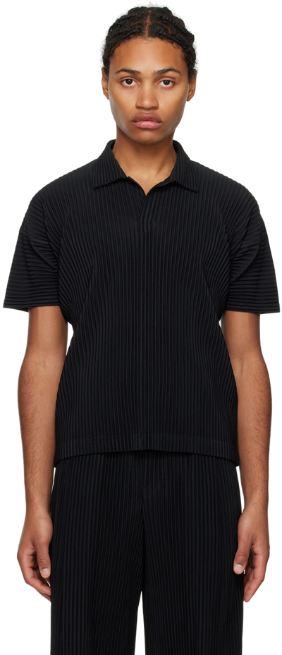 Issey Miyake Men's Flowers And Vases Basics Polo Shirt In 15-black