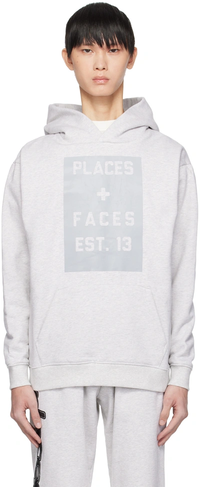 Places+faces Shibuya Kangaroo-pocket Cotton-jersey Hoody In Grey