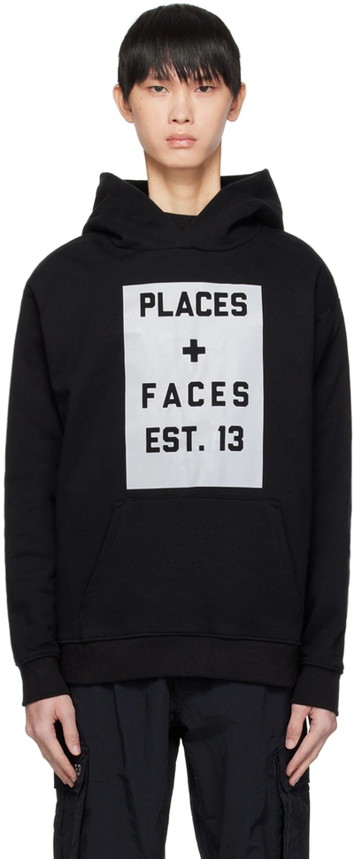 Places+faces Shibuya Kangaroo-pocket Cotton-jersey Hoody In Black