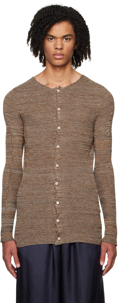 Rier Brown Marled Cardigan In Tabac