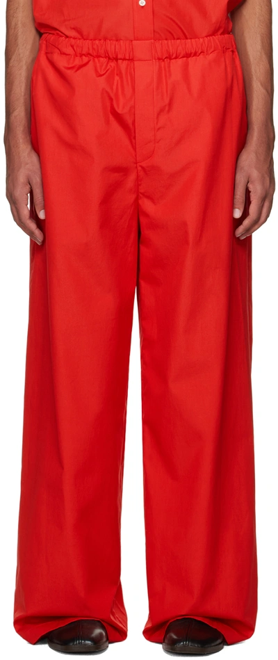Rier Red Elasticized Trousers In Popeline Currant