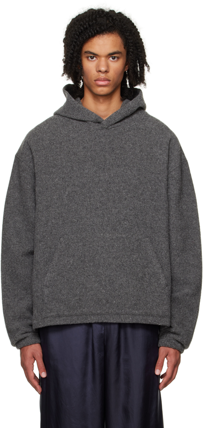 Rier Gray Felted Hoodie In Anthracite