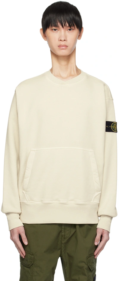 Stone Island Off-white Garment-dyed Sweatshirt In V0197 Plaster