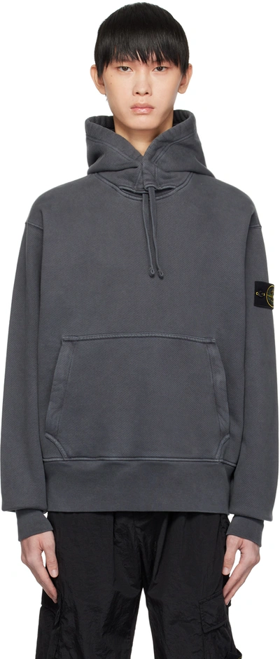 Stone Island Gray Garment-dyed Hoodie In V0162 Lead Grey