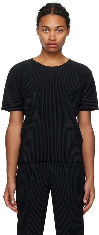 Issey Miyake Basic Pleated T-shirt In Black