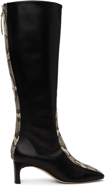 Aeyde Black & Off-white Morgane Boots In Black/creamy