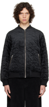DIME BLACK QUILTED BOMBER JACKET