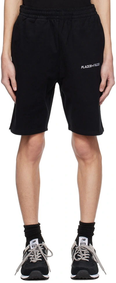 Places+faces Black Embroidered Shorts