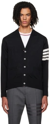 THOM BROWNE BLACK 4-BAR CARDIGAN