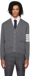 Thom Browne 4-bar Milano Stitch Cardigan In 035 Med Grey