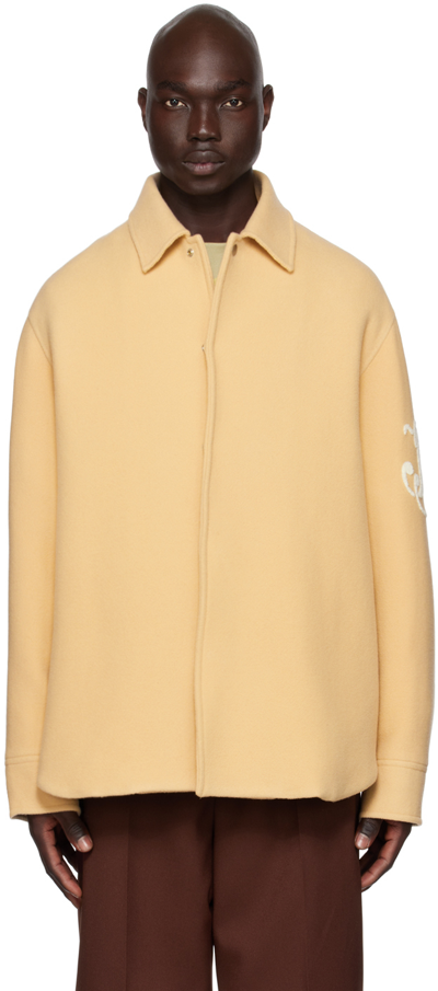 Jil Sander Beige Embroidered Jacket In 233 - Sand Stone