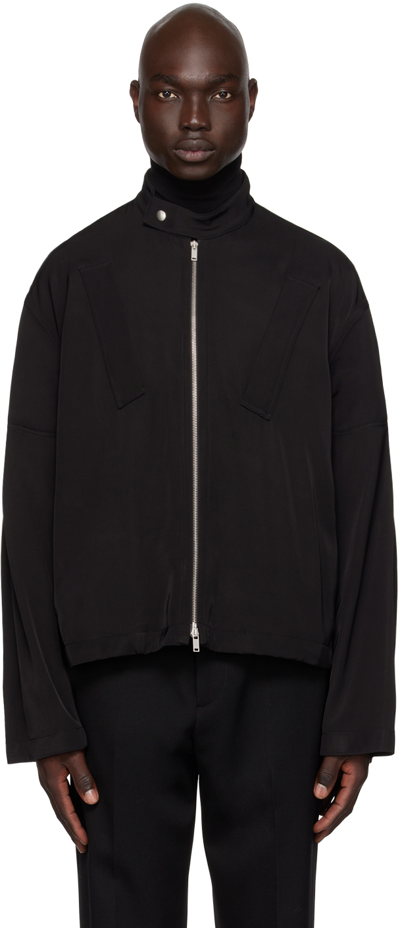 Jil Sander Black Zip Biker Jacket In 001 Black