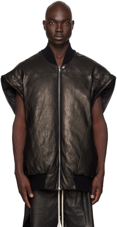 Rick Owens Jumbo Flight Vest In Black Leather