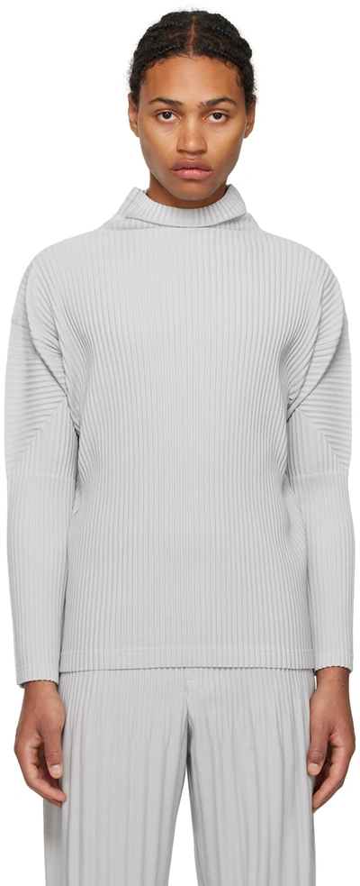 Issey Miyake Gray Basics Turtleneck In 11-lt.gray