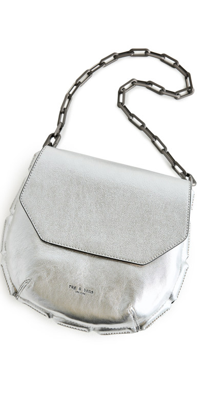 Rag & Bone Sadie Metallic Leather Shoulder Bag In Silver