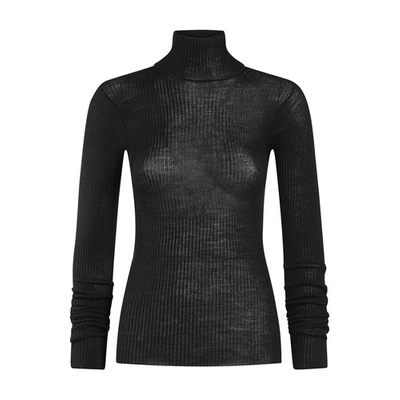 Ann Demeulemeester Marlena Rib High Neck Sweater In Black