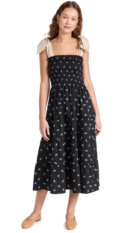 Hill House Home The Ribbon Ellie Nap Dress In Black Floral Jacquard