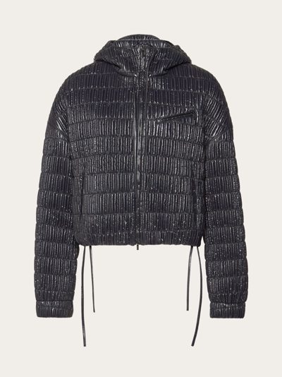 Ferragamo Man Quilted Nylon Bomber In Black