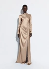 Lapointe Satin Bias Tab Gown With Slit In 14