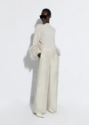 Lapointe Wool Cropped Raglan Sweater With Feathers