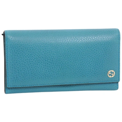 Gucci Interlocking G Blue Leather Wallet  ()