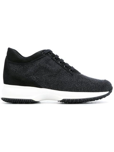 Hogan Glittery Platform Sneakers In Black