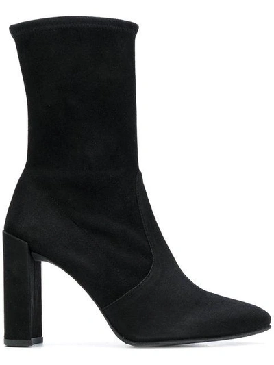 Stuart Weitzman Clinger Suede Ankle Boots In Black