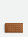 Bottega Veneta Intrecciato Large Flap Wallet In Brown