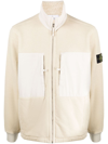 Stone Island Fleece-lined Panelled Zip-up Jacket In Nude & Neutrals