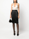 SAINT LAURENT SLEEVELESS SATIN-FINISH SILK BLOUSE