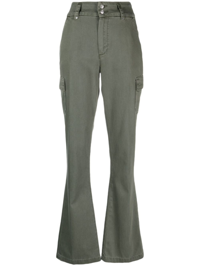 Paige High-waisted Flared Trousers In Green