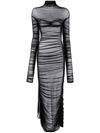 Mugler Fishnet Dress In Black