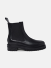 OFF-WHITE BLACK LEATHER ANKLE BOOTS