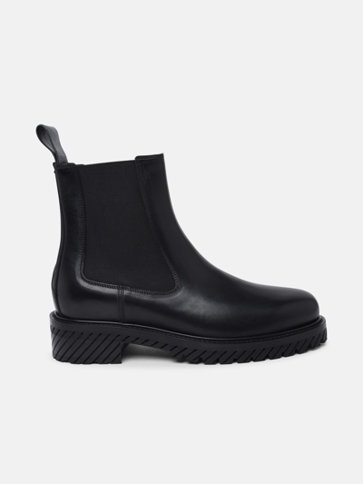 Off-white Black Leather Ankle Boots