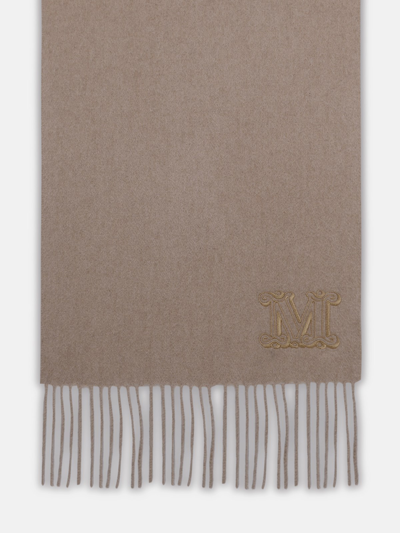 Max Mara Wsdalia Logo Cashmere Scarf In Beige