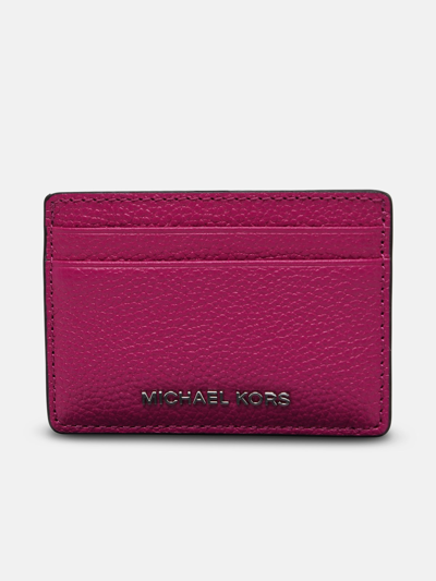 Michael Michael Kors 'jet Set' Fuchsia Leather Card Holder