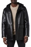 Andrew Marc Beaumont Faux Shearling Collar Faux Leather Water Resistant Quilted Puffer Jacket In Black