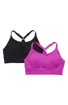 Marika Mary Jane 2-pack Sports Bras In Purple Cactus Flower/ Black