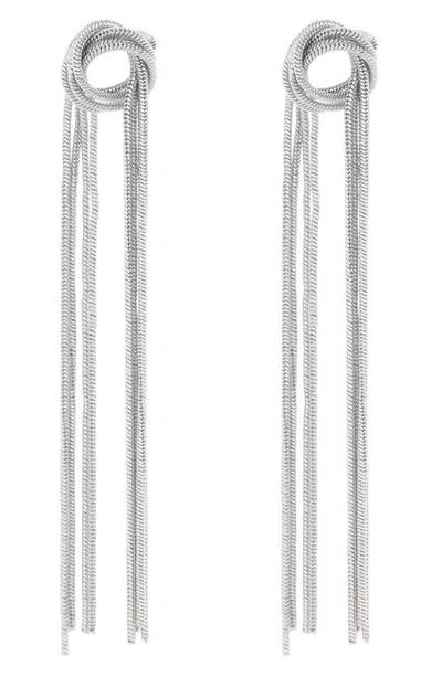 Tasha Twisted Snake Chain Linear Drop Earrings In Silver