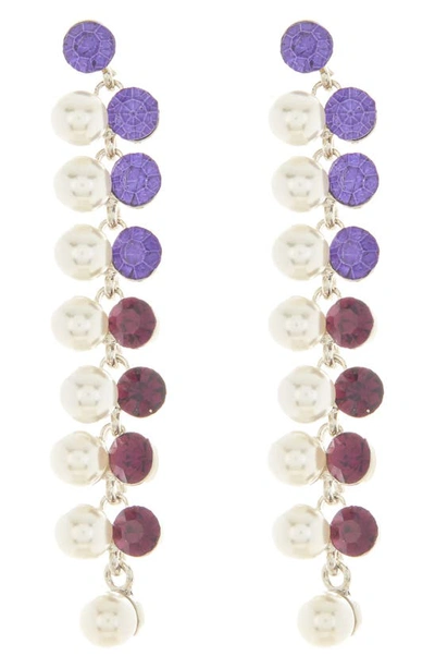 Cara Mutlicolor Crystal & Imitation Pearl Drop Earrings In Amethyst